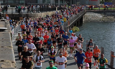 051025 - Oysho Cardiff Half Marathon - Runners make their way through Cardiff Bay as they take part in the Oysho Cardiff Half Marathon