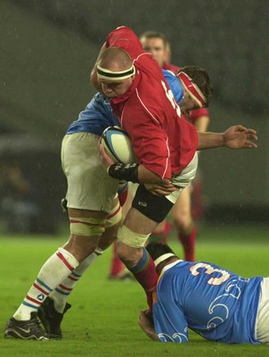 130601 - Pacific Barbarians v Wales -Chris Stephens is caught by Jamie Washington and Hong Jung-Pyo