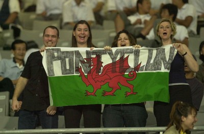 130601 - Pacific Barbarians v Wales -Wales gets a cheer from supporters from Pontyclun