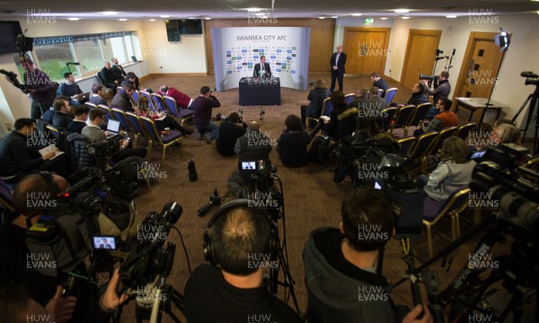 050117 - New Swansea City head coach Paul Clement during his first press conference at the Liberty Stadium by Gareth Everett