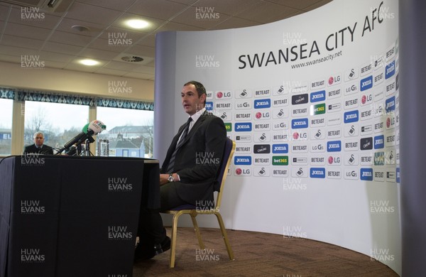 050117 - New Swansea City head coach Paul Clement during his first press conference at the Liberty Stadium by Gareth Everett