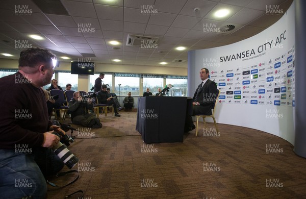 050117 - New Swansea City head coach Paul Clement during his first press conference at the Liberty Stadium by Gareth Everett