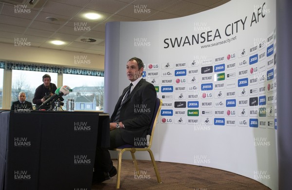 050117 - New Swansea City head coach Paul Clement during his first press conference at the Liberty Stadium by Gareth Everett