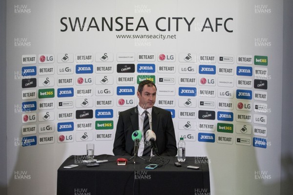 050117 - New Swansea City head coach Paul Clement during his first press conference at the Liberty Stadium by Gareth Everett