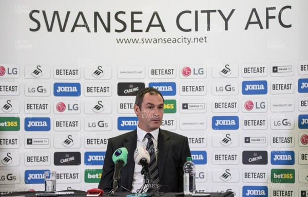 050117 - New Swansea City head coach Paul Clement during his first press conference at the Liberty Stadium by Gareth Everett