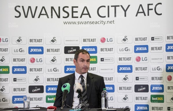 050117 - New Swansea City head coach Paul Clement during his first press conference at the Liberty Stadium by Gareth Everett