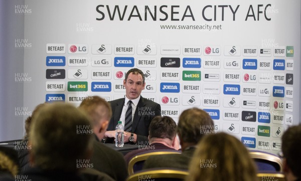 050117 - New Swansea City head coach Paul Clement during his first press conference at the Liberty Stadium by Gareth Everett