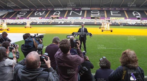 050117 - New Swansea City head coach Paul Clement is photographed by the media after the press conference at the Liberty Stadium by Gareth Everett