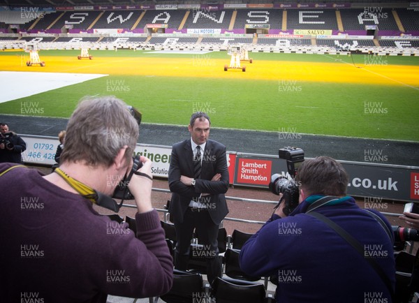 050117 - New Swansea City head coach Paul Clement is photographed by the media after the press conference at the Liberty Stadium by Gareth Everett