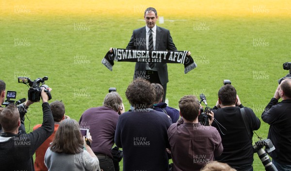 050117 - New Swansea City head coach Paul Clement is photographed by the media after the press conference at the Liberty Stadium by Gareth Everett