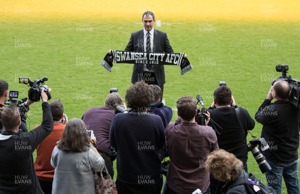 050117 - New Swansea City head coach Paul Clement is photographed by the media after the press conference at the Liberty Stadium by Gareth Everett