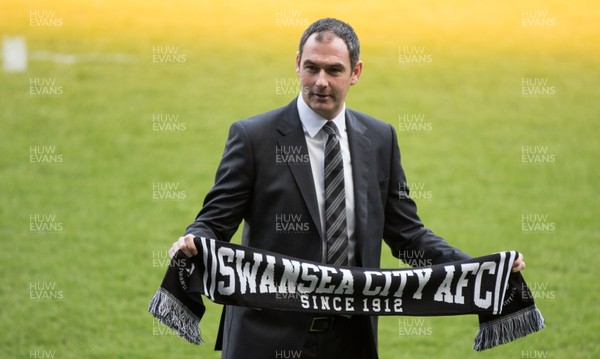 050117 - New Swansea City head coach Paul Clement is photographed by the media after the press conference at the Liberty Stadium by Gareth Everett