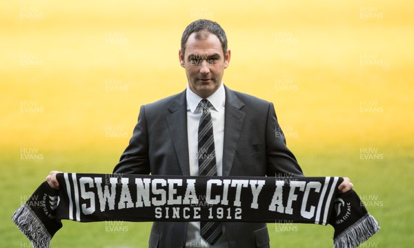 050117 - New Swansea City head coach Paul Clement is photographed by the media after the press conference at the Liberty Stadium by Gareth Everett