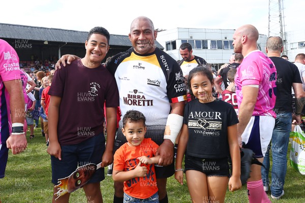 270719 - Paul James Testimonial -  Faao Filisese is joined by his family after the final whistle as the Paul James Select XV take on A Classic Lions XV