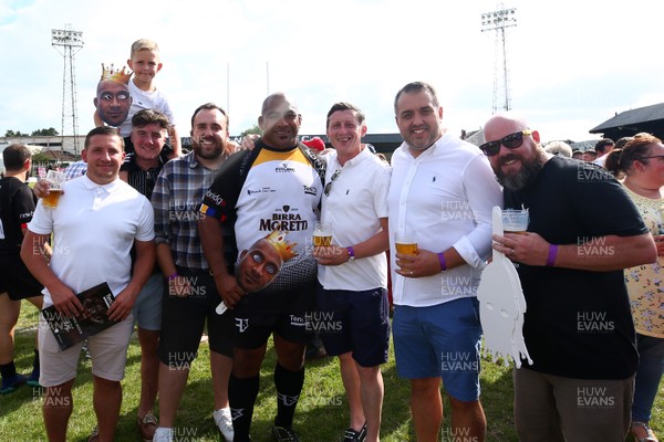 270719 - Paul James Testimonial -  Faao Filises meets work mates after the final whistle as the Paul James Select XV take on A Classic Lions XV