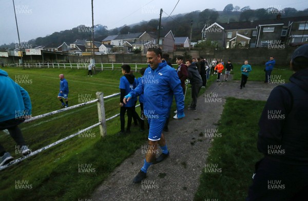 181017 - Caerau v Pontyclun - Welsh Football League Division 3 - Picture shows Paul Merson walking onto the pitch