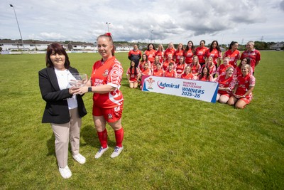 200626 - Pembroke RFC Ladies WRU National League West Presentation - Captain Jamie Moseley is presented the trophy by Delych Summons