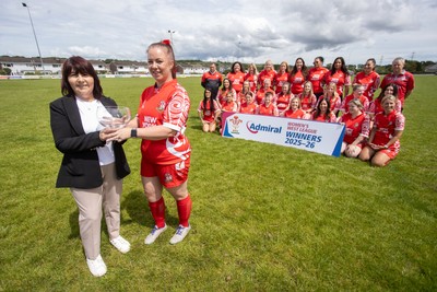 200626 - Pembroke RFC Ladies WRU National League West Presentation - Captain Jamie Moseley is presented the trophy by Delych Summons