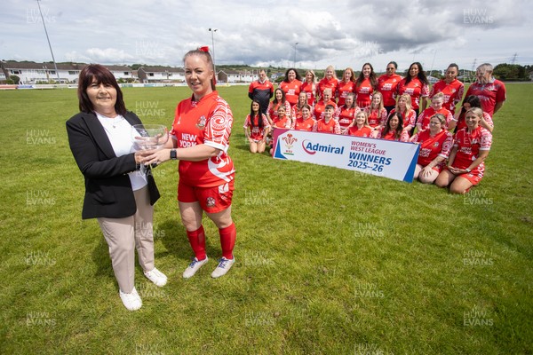 200626 - Pembroke RFC Ladies WRU National League West Presentation - Captain Jamie Moseley is presented the trophy by Delych Summons