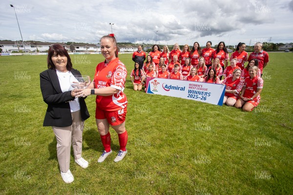 200626 - Pembroke RFC Ladies WRU National League West Presentation - Captain Jamie Moseley is presented the trophy by Delych Summons