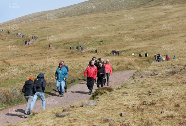 210320 - Coronavirus outbreak -  Large numbers of walkers on the route up to Pen y Fan, the highest peak in southern Britain 