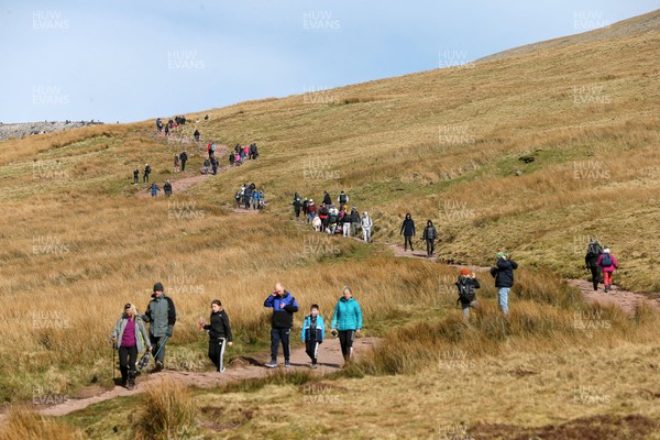 210320 - Coronavirus outbreak -  Large numbers of walkers on the route up to Pen y Fan, the highest peak in southern Britain 