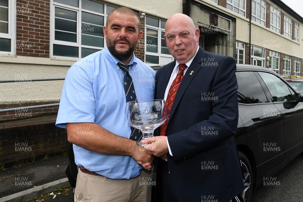 060626 - Penallta Athletic League Presentation - Penallta Captain is presented the trophy by WRU Rep Roy Wilkinson