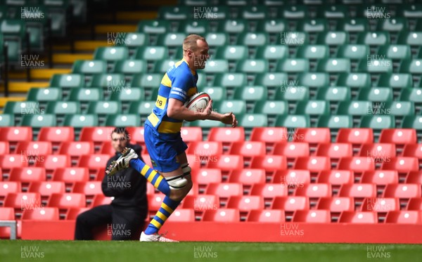 160417 - Penallta v Ystalyfera - National Plate Final - Corey Tucker of Penallta runs in to score try