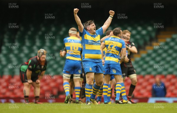 160417 - Penallta v Ystalyfera, WRU National Plate Final - Penallta players celebrate on the final whistle