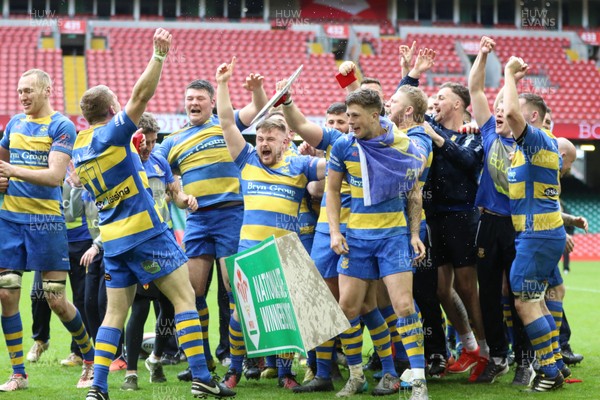 160417 - Penallta v Ystalyfera, WRU National Plate Final - Penallta celebrate after being presented with the WRU National Plate