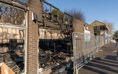 031225 - Penarth RFC Clubhouse Fire -  The Penarth RFC Clubhouse which was devastated by a recent fire