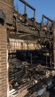 031225 - Penarth RFC Clubhouse Fire -  The Penarth RFC Clubhouse which was devastated by a recent fire