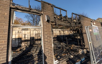 031225 - Penarth RFC Clubhouse Fire -  The Penarth RFC Clubhouse which was devastated by a recent fire