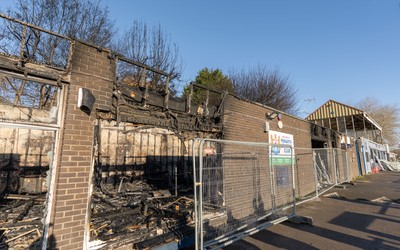 031225 - Penarth RFC Clubhouse Fire -  The Penarth RFC Clubhouse which was devastated by a recent fire