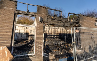 031225 - Penarth RFC Clubhouse Fire -  The Penarth RFC Clubhouse which was devastated by a recent fire