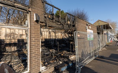 031225 - Penarth RFC Clubhouse Fire -  The Penarth RFC Clubhouse which was devastated by a recent fire