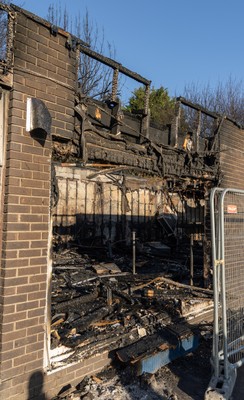 031225 - Penarth RFC Clubhouse Fire -  The Penarth RFC Clubhouse which was devastated by a recent fire