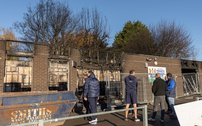 031225 - Penarth RFC Clubhouse Fire -  The Penarth RFC Clubhouse which was devastated by a recent fire
