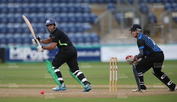 130817 - Penarth v Port Talbot Pirates, South Wales Premier League T20 Final - Action from the final as Port Talbot (blue kit) take on Penarth