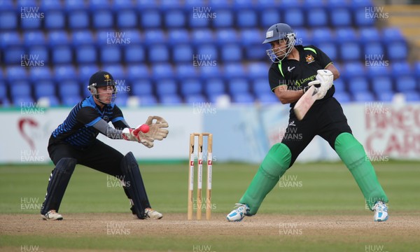 130817 - Penarth v Port Talbot Pirates, South Wales Premier League T20 Final - Action from the final as Port Talbot (blue kit) take on Penarth