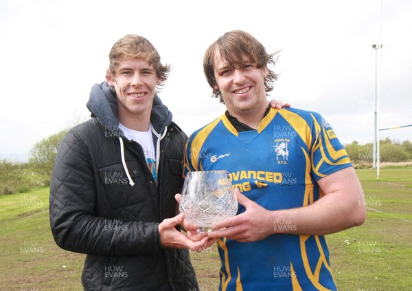 110513 Penlan RFC - Division 4 South West Champions -Penlan's Stephen Williams celebrates winning Division 4 South West with younger brother, and Wales international, Liam Williams 