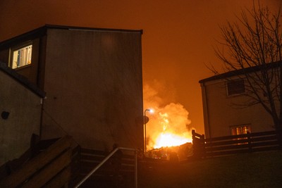 051125 - Picture shows a huge community bonfire and Fireworks display in Penrhys, Rhondda Cynon Taff in the South Wales valleys this evening on Guy Fawkes Night