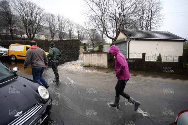 200220 - Picture shows further misery for residents in Pentre, South Wales as the flooding hits the area again this week 