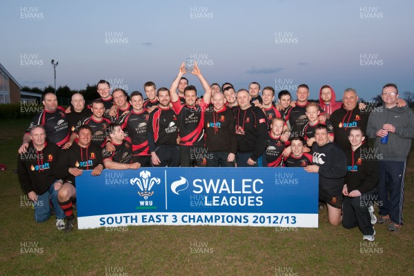 300413 - Pentyrch v Dowlais RFC, SWALEC League Div 3 South East - Dowlais celebrate after they are presented with the Div 3 South East trophy 