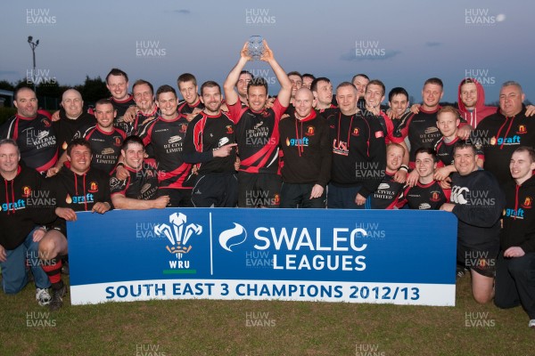 300413 - Pentyrch v Dowlais RFC, SWALEC League Div 3 South East - Dowlais celebrate after they are presented with the Div 3 South East trophy 