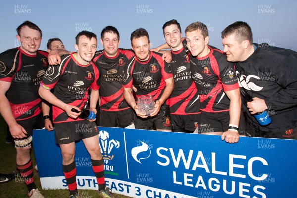 300413 - Pentyrch v Dowlais RFC, SWALEC League Div 3 South East - Dowlais celebrate after they are presented with the Div 3 South East trophy 