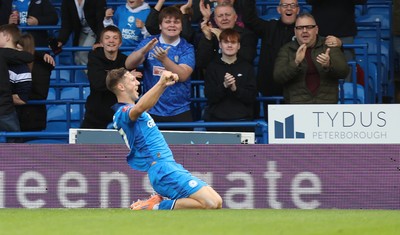 011125 - Peterborough United v Cardiff City - FA Cup First Round - Harry Leonard of Peterborough celebrates scoring 1st goal of the match in front of home fans