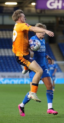011125 - Peterborough United v Cardiff City - FA Cup First Round - Isaak Davies of Cardiff and Harley Mills of Peterborough