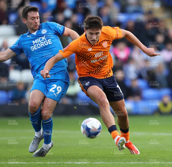 011125 - Peterborough United v Cardiff City - FA Cup First Round - Rubin Colwill of Cardiff and Tom O’Connor of Peterborough