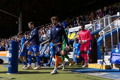 060426 - Peterborough United v Cardiff City - Sky Bet League 1 - Calum Chambers of Cardiff City and Nathan Trott of Cardiff City arrive onto the field